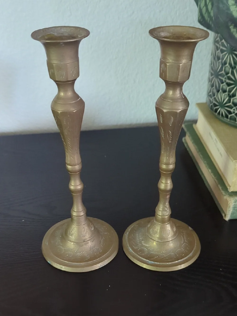 Vintage Metal Taper Candle Holders - Pair